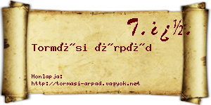 Tormási Árpád névjegykártya